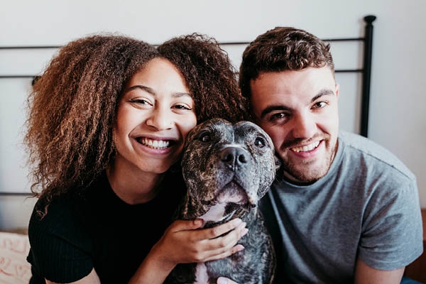 happy family with dog