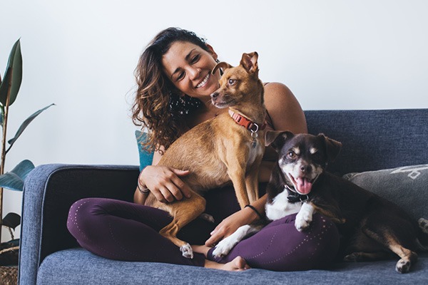 Woman Relaxing with Dog